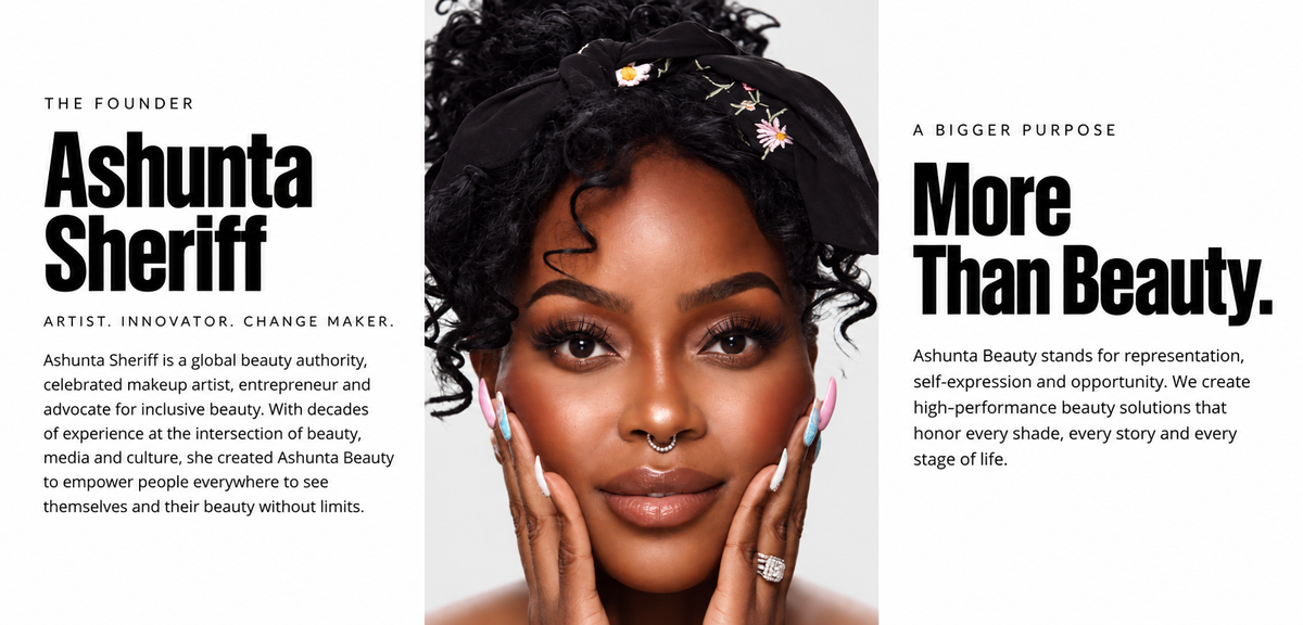 Ashunta Beauty editorial image representing performance, purpose, and inclusive beauty